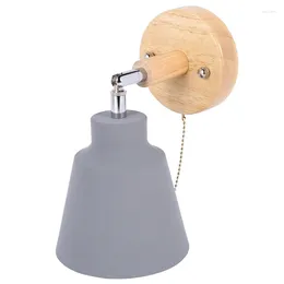 Wall Lamp Nordic Wooden Bedside Sconce Light For Bedroom Corridor With Zip Switch Freely Rotatable CNIM