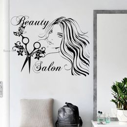 Hair Studio Sign Wall Decal Beauty Salon Vinyl Sticker Scissors Wall Art Decor Fashion Hairdressing Art Murals Girl Decor LC1731 240106