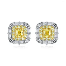 Stud Earrings Shop Chic 925 Sterling Silver Citrine High Carbon Diamonds Gemstone Ear Wedding Fine Jewelry Wholesale