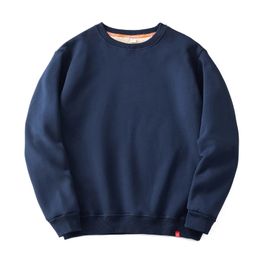 S-6XL Large Size 500G Heavyweight Cashmere Winter Fashion Thicken Warm Men's Pullovers Simple Solid Color Long Sleeve Sweatshirt 240106