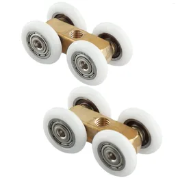 Carpets High Quality Durable Brand Bathroom Roller Door Hardware 2pcs 4.4cmx2.2cm Copper Four-wheel Hanging Glass Pulley