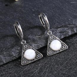 Dangle Earrings Triangle Sterling Silver 925 Drop Earring Natural Moonstone Blue Sandstone For Women Vintage Jewellery Charoite Pendant