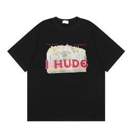 SS New HUDE T-shirt Round Neck Minimalist Pattern Printed Tees for Men and Women Thin Pullover Casual Short Sleeves T-shirts Sports Half Sleeves Outdoor Top clothes