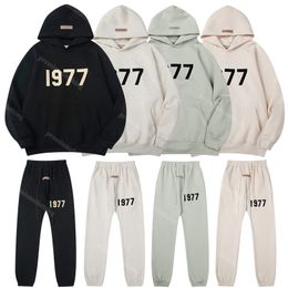 American Tide Heavy 1977 Hooded Sweater Suit Men's Fall and Winter Sports and Leisure Pants Loose Trend Two-piece Set
