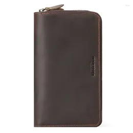 Wallets Large Capacity Blocking Holder For Men Vintage Long Wallet Zipper Pocket Phone Bag