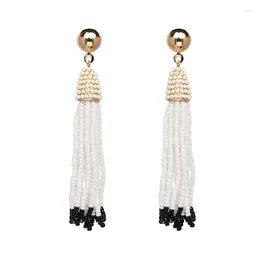 Stud Earrings Fringed Hand Woven Fashion Beading Simplicity Bohemia Alloy Ma'am Rice Bead