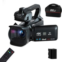 4K Video Camera 64MP Camcorder For Live Stream Rotate 40 Touch Screen Digital Vlog Recorder 18X WIFI Auto Focus Webcam 240106