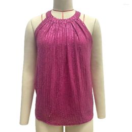 Women's Blouses Sequin Camisole Halter Neck Off Shoulder Tank Top Blouse For Women Shiny Club Party Wear With Soft Breathable Fabric