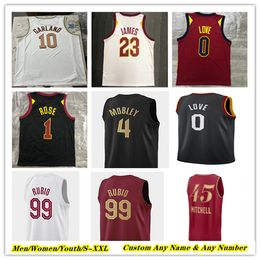 Printed Cleveland Basketball Jersey Donovan Mitchell Darius Garland Evan Mobley Caris LeVert Jarrett Allen Max Strus Isaac LeBron Okoro James Ricky Rubio CAVALIER