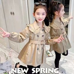 Children's Clothing Girls Coat Kids Jacket Student Spring Autumn Korean Style Cute Long Trench Girls Windbreaker Loungewear 240106