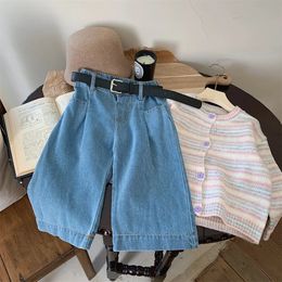 ins korean baby girls autumn jeans loose Straight cylinder elastic waist children trousers casual versatile kid girl pants 240106