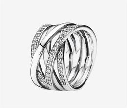 authentic 925 Sterling Silver Wedding RING Women CZ diamond Jewellery for Sparkling Polished Lines Rings with Original box287x3024172