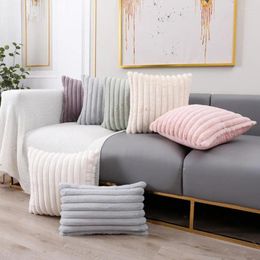 Pillow Stripe Design Dustproof Decorative Faux Couch Fur Throw Cover Sofa Living Room Supply