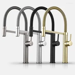 Kitchen Faucets Brass Spring Pull-out Faucet Universal Vegetable Washing Cold Mixer Tap Gun Grey Rotating Sink