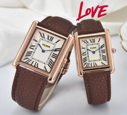Fashion Women Watches Quartz Movement Silver Gold Dress Watch Lady Square Tank Stainless Steel Case Original Clasp Analogue Casual No calendar Wristwatch Gifts