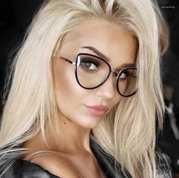 Sunglasses 2024 Anti Blue Light Women Cat Eye Eyeglasses Frame Brand Designer Optical Glasses Frames Oversized Clear INS