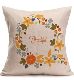 Happy Thanksgiving Day Pillow Covers Fall Decor Cotton Linen Give Thanks Sofa Throw Pillow Case Home Car Cushion Covers 4545cm EE5727760