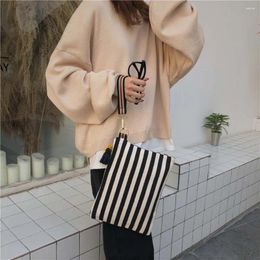 Cosmetic Bags Fashion Women Portable Canvas Tassel Pendant Organiser Korean Toiletry Bag Striped Handbag Makeup Case