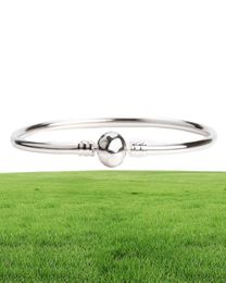 Sterling Silver Women Bangle With Original box Fashion Mens Bracelets Logo Stamped for beads Bracelet European Charms5904765