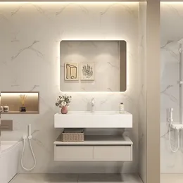 Bathroom Sink Faucets Cream Style Cabinet Skin Feeling Whole Washbin Smart Washstand Hand Washing Washbasin