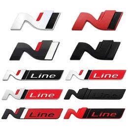 Car Stickers 3D Metal Car Front Grill Emblem Badge For Hyundai N Line Tuscon NX4 I20 I30 I10 Sonata Elantra N Line Sticker Accessorie