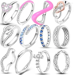 Cluster Rings 2024 Sparkling Timeliness Pave Finger Ring For Women 925 Sterling Silver Certified Fine Engagement Jewellery Bague