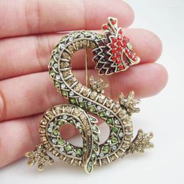 Brooches Camafeu Vintage Style Dragon Animal Brooch Pin Multi-color Rhinestone Crystal Party Travel Jewellery Gifts