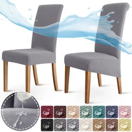 Chair Covers 1/2/4/6 Pcs Jacquard Waterproof Elastic Solid Slipcover Dining Thick Spandex Seat Cover Wedding Office