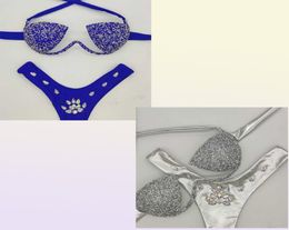 2021 venus vacation rhinestone bikini set sexy women swimwear push up diamond bling stones swimsuit bathing suit3596531