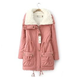 Winter Cotton Coat Women Casual Solid Thick Loose Parkas Female Elegant Fashion Warm Velvet Down Jackets Autumn Outerwear 240106