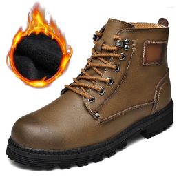 Boots Nice Autumn Winter Men Genuine Leather Shoes Warm Plush For Cold Fashion Brand Male Footwear Ankle KA1825