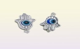 100pcs Hamsa Hand EVIL EYE Kabbalah Luck Charms Pendant For Jewellery Making Bracelet 19x12mm276k3806835