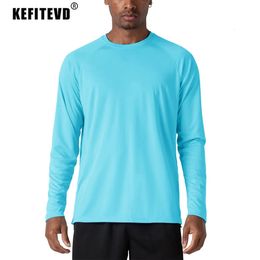 KEFITEVD Quick Drying Men's UPF 50 Long Sleeve T-Shirts Men Sun Protection Outdoor Fishing Hiking T-Shirts UV Block Shirts Tops 240106