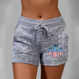 Women's Shorts Fashion Print Women Elastic Casual Quick Drying Mini Short Pants Mujer Spring Summer Loose Comfy Cortos Independence