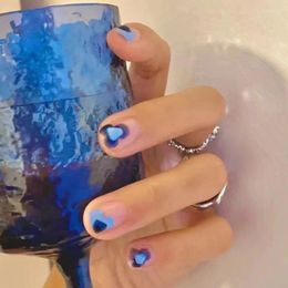 False Nails Summer Cool Manicure Net Red Blue Smudge Detachable Wearable Products Reusable Adhesive Fake Nail Supplies Glue Art