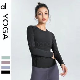 AL Women Yoga T-Shirts Womens T-Shirt High-Elastic Breathable Running Top Quick Drying Seamless Short Sleeve Sport-Cycling Gym Wear good Yoga Outfit Designer Ladies T