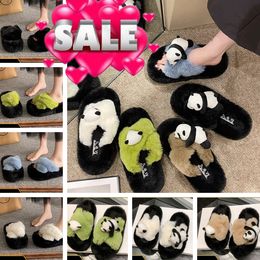 Luxury Slides women Slippers Ladies Wool Winter Fur Fluffy Furry Warm Sandals Comfortable Fuzzy Girl Flip Flop Slipper size36-41