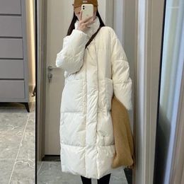 Women's Trench Coats Winter Parka Coat Women Solid Colour Loose Oversized Thickened Down Cotton Jacket Stand-up Collar Windproof Warm Long