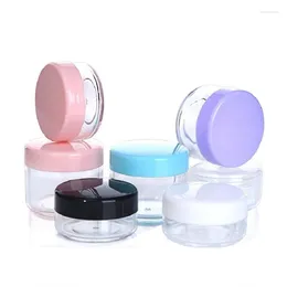 Storage Bottles 50pcs Skincare Cream Jar Round Small Plastic Boxes Blue Pink Black White Lid Cosmetic Pots Empty Clear Containers