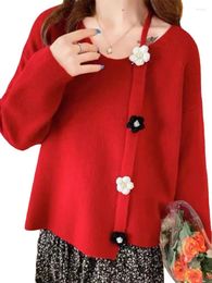 Women's Knits Spring 2024 Design Soft Sticky Sweater Korean Irregular Loose Short V-neck Long-sleeved Knit Cardigan Crop Top