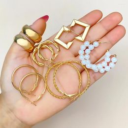 Dangle Earrings Gold Colour Vintage Circle Hoop For Women Girls Simple Fashion Geometric Drop Earring Set Trendy Jewellery Party