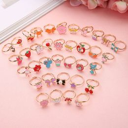 New Cartoon Children Korean Version Adjustable Cute Girl Gift Peach Heart Box Princess Oil Dropping Ring