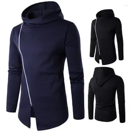 Men's Hoodies 2024 Spring And Autumn Fashion Diagonal Zipper Design Large Slim Fit Hoodie