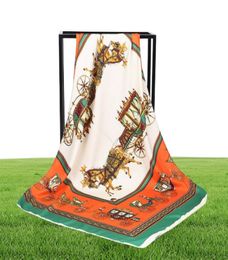 LuxuryHigh quality 100 silk scarf Brand Famous Designer Horse E print Pattern Square scarf Womens Scarves for Gift Size 90x90cm 5614782