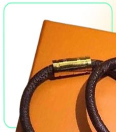 Bracelets High Quality Designer Classic Plaid Leather Rope women and men Metal Lock Head Gold Magnetic Buckle Bracelet Fashion Sim6956130