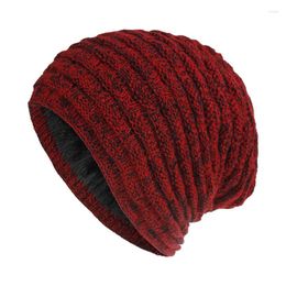 Berets Adult Winter Keep Warm Slouchy Beanie Hat Knit Women Double Layer Solid Color Caps Hats For Girls 2024