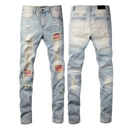 SS24 M9589 Herren Jeans Marke Skinny Slim Fit Waating Material Luxus Denim Elastic Motorrad Männer Original Top Designer SZ28-40