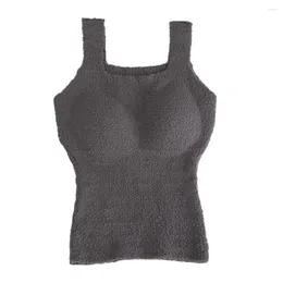 Women's Tanks Breathable Fabric Vest Cosy Plush Padded Winter Sleeveless Warm Pullover Tank Top For Fall Elastic Soft Underwear