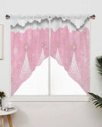 Curtain Christmas Tree Snowflake Pink Short Living Room Kitchen Door Partition Home Decor Resturant Entrance Drapes