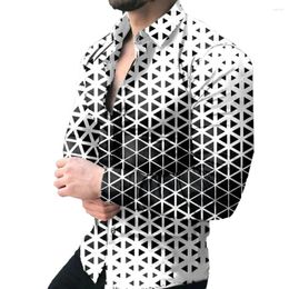 Men's Casual Shirts Top Shirt Daily Party T Dress Up 3D Graphics Button Down Collared Long Sleeve Male Fashion